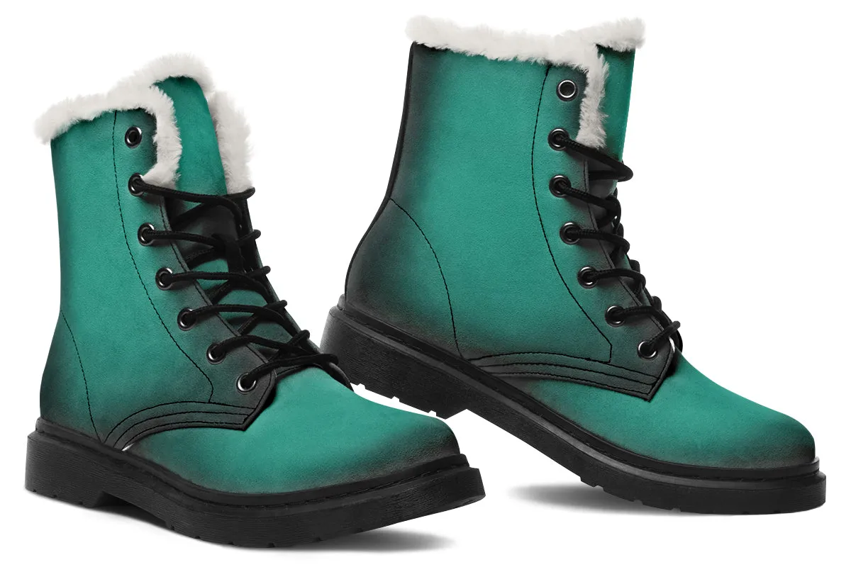 Enchanted Emerald Winter Boots - Warm Micro-Suede Doc-Style Boots Lined with Vegan Wool