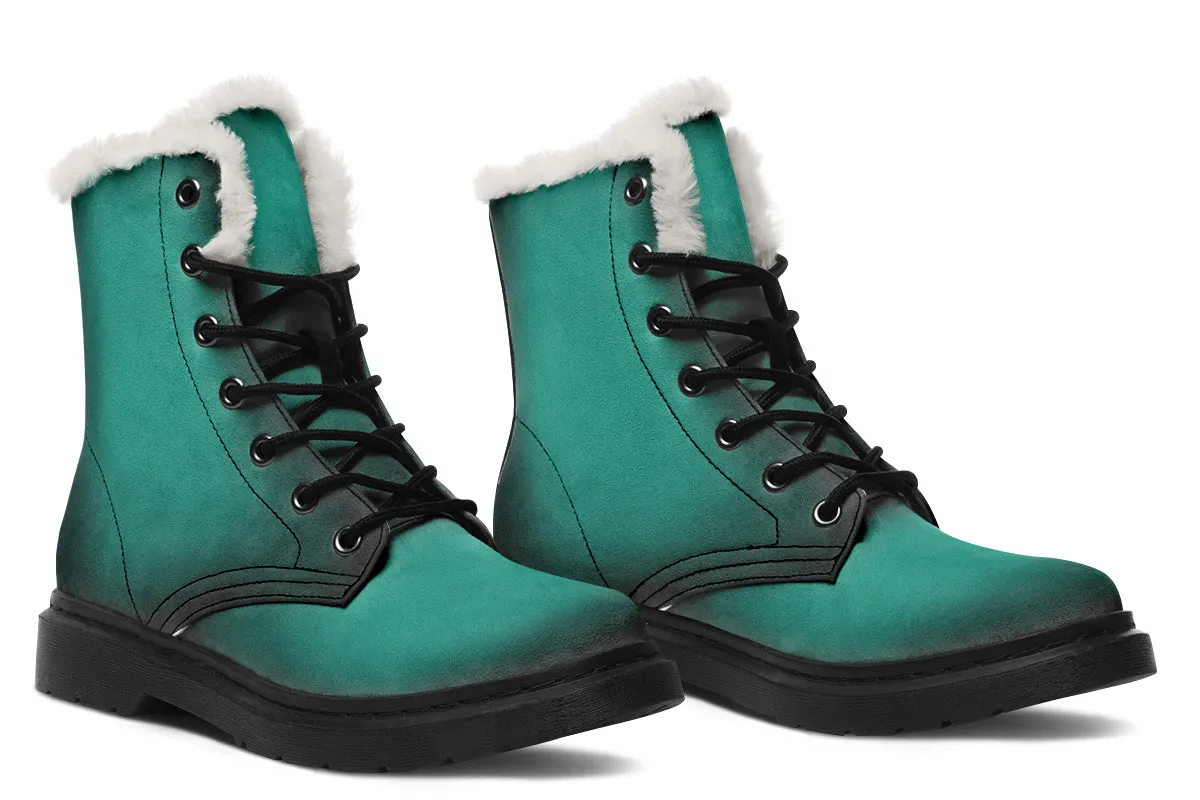 Enchanted Emerald Winter Boots - Warm Micro-Suede Doc-Style Boots Lined with Vegan Wool