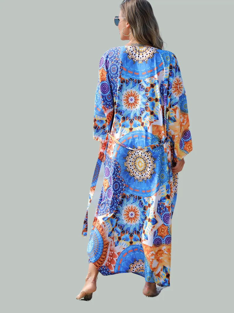 Enlighten Me Women's Blue Polyester Kimono Jacket