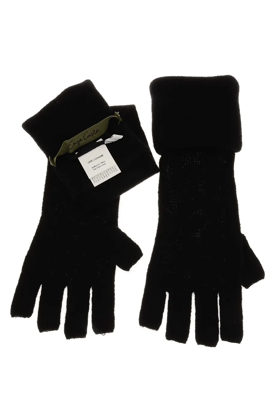 ENZA COSTA CASHMERE Long Fingerless Black Wool Women Gloves