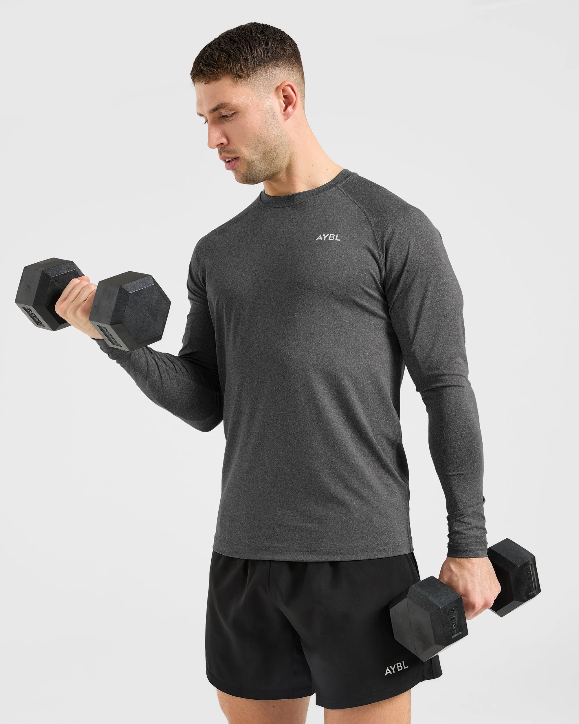 Essential Long Sleeve T Shirt - Grey Marl