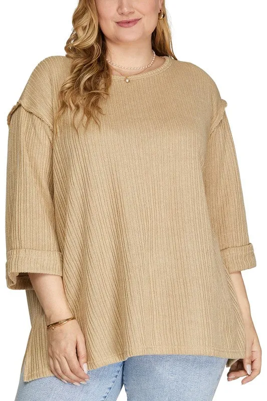 Farley Folded Sleeve Top in Curvy