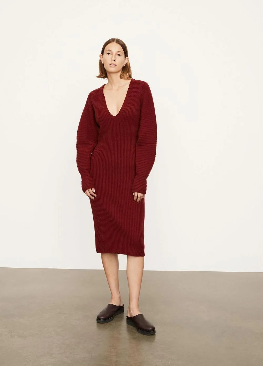 Fitted Dolman Sleeve Dress in Currant