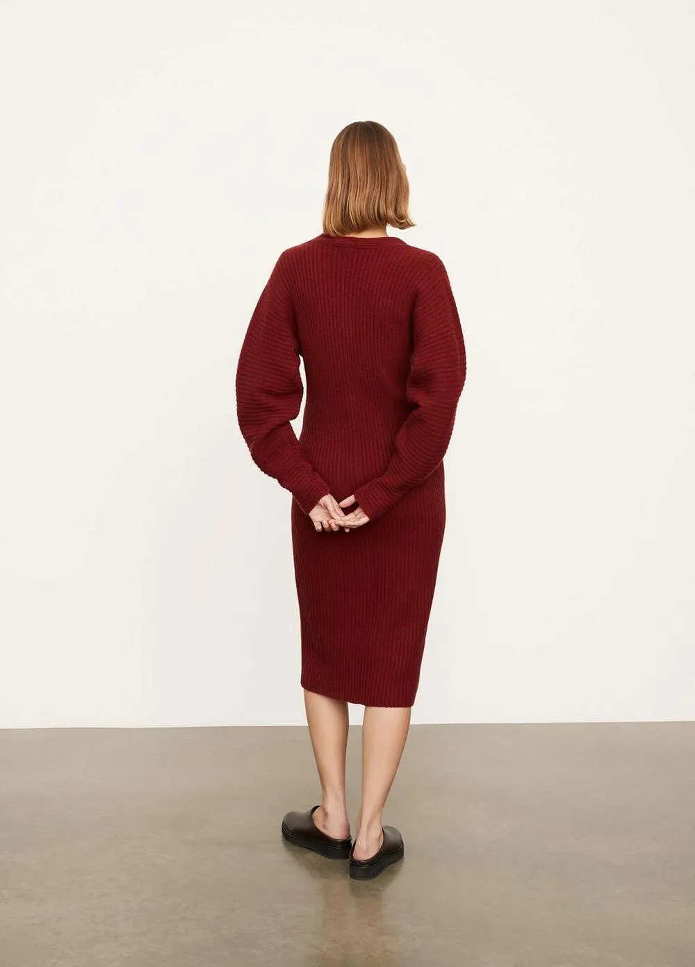 Fitted Dolman Sleeve Dress in Currant