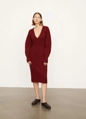 Fitted Dolman Sleeve Dress in Currant