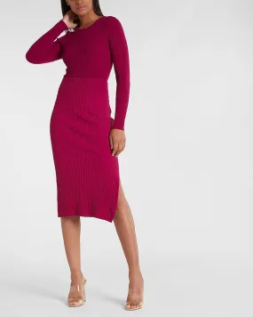 Fitted Ribbed Crew Neck Cropped Sweater in Wild Orchid