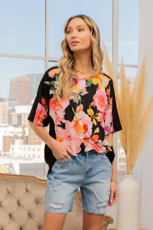 Full Size Floral Round Neck Short Sleeve T-Shirt