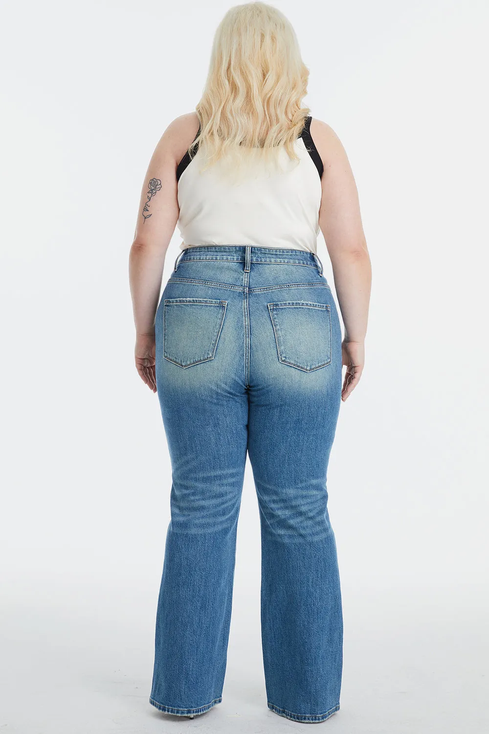 Full Size Ultra High-Waist Gradient Bootcut Mom Jeans