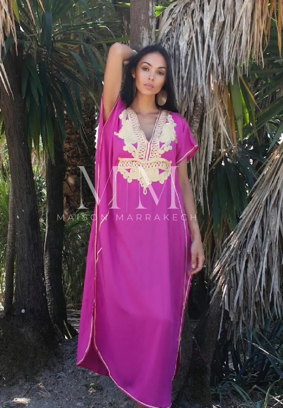 Fushia Pink Gold Marine Kaftan Caftan & Loungewear