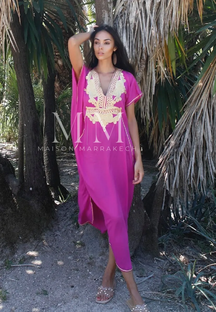 Fushia Pink Gold Marine Kaftan Caftan & Loungewear