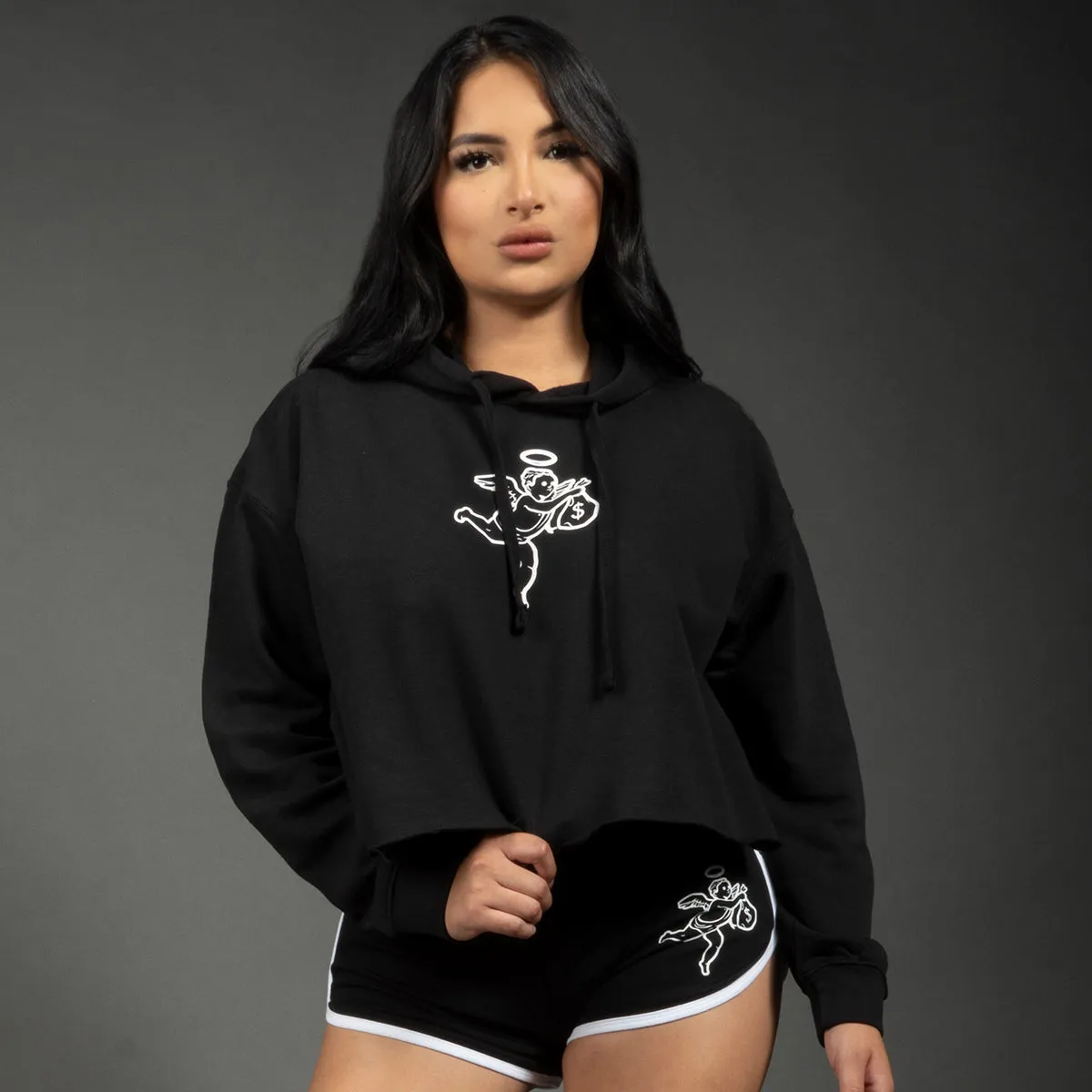 Get Money Angel Crop Top Hoodie