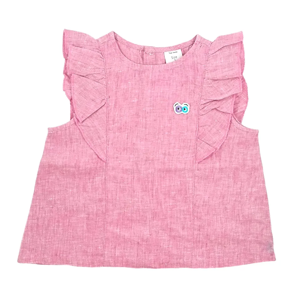 Girls Jujubes Pink Linen Top