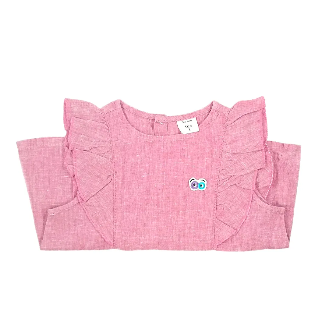 Girls Jujubes Pink Linen Top