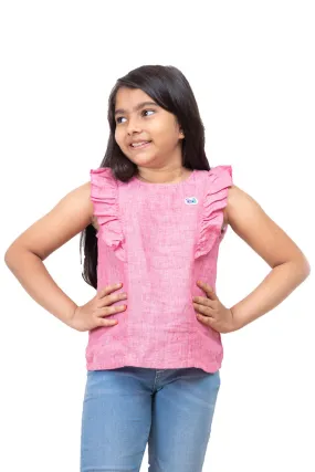 Girls Jujubes Pink Linen Top