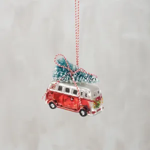 Glass Vintage Bus Ornament