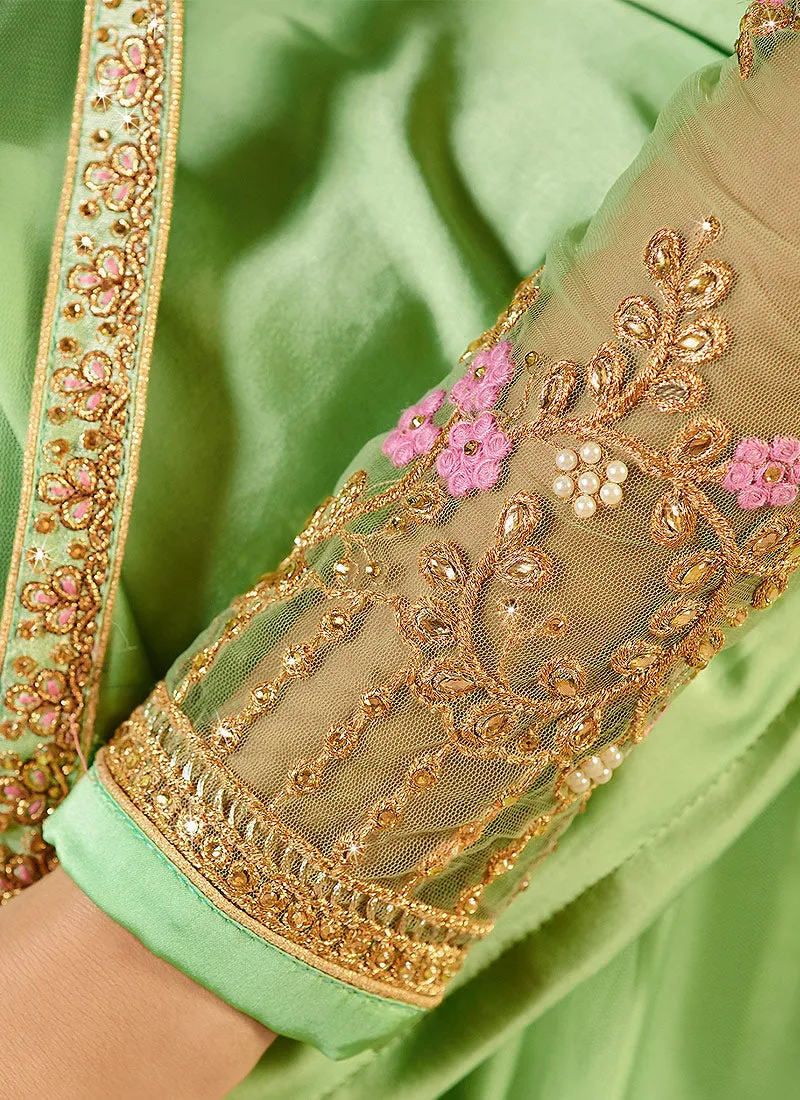 Green And Pink Wedding Lehenga Suit