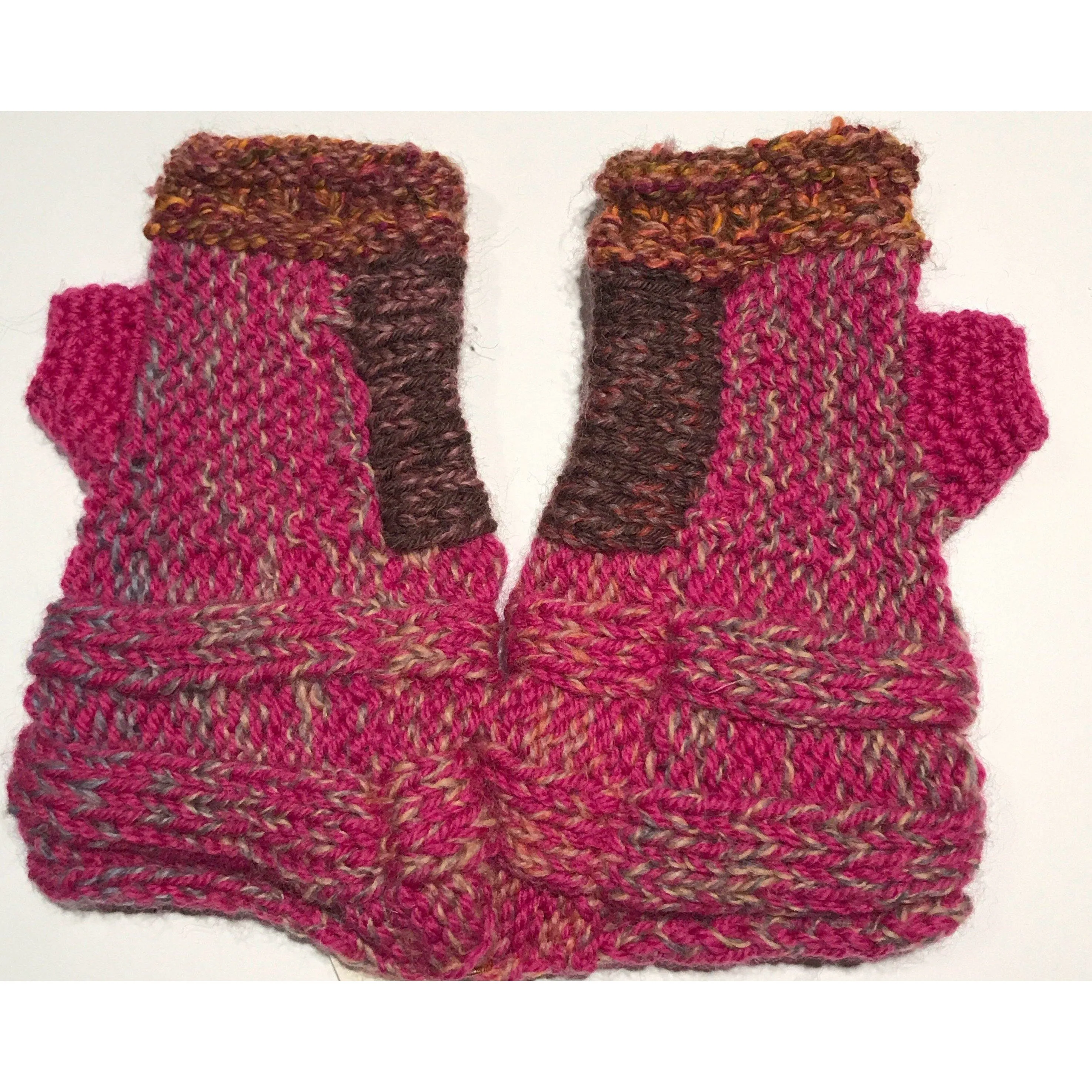 Hand knit text-ure fingerless gloves loaded with textures and colors.