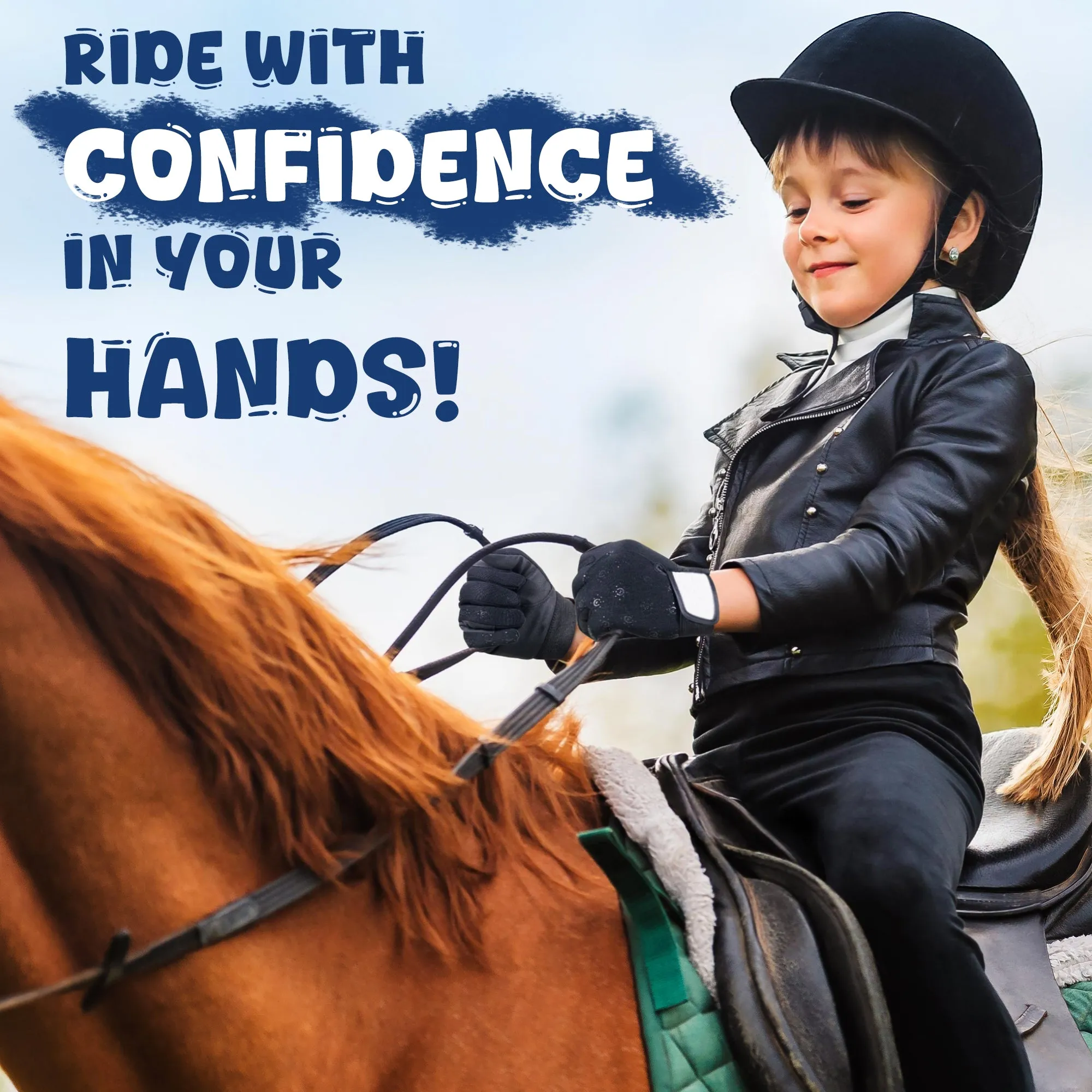 HANDALNDY Kids Equestrian Horse Riding Gloves, Durable, Comfortable, Grip for Young Riders Girls Boys 6341