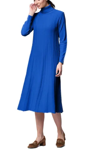 Haylee Midi Turtleneck Sweater Dress, Royal Blue