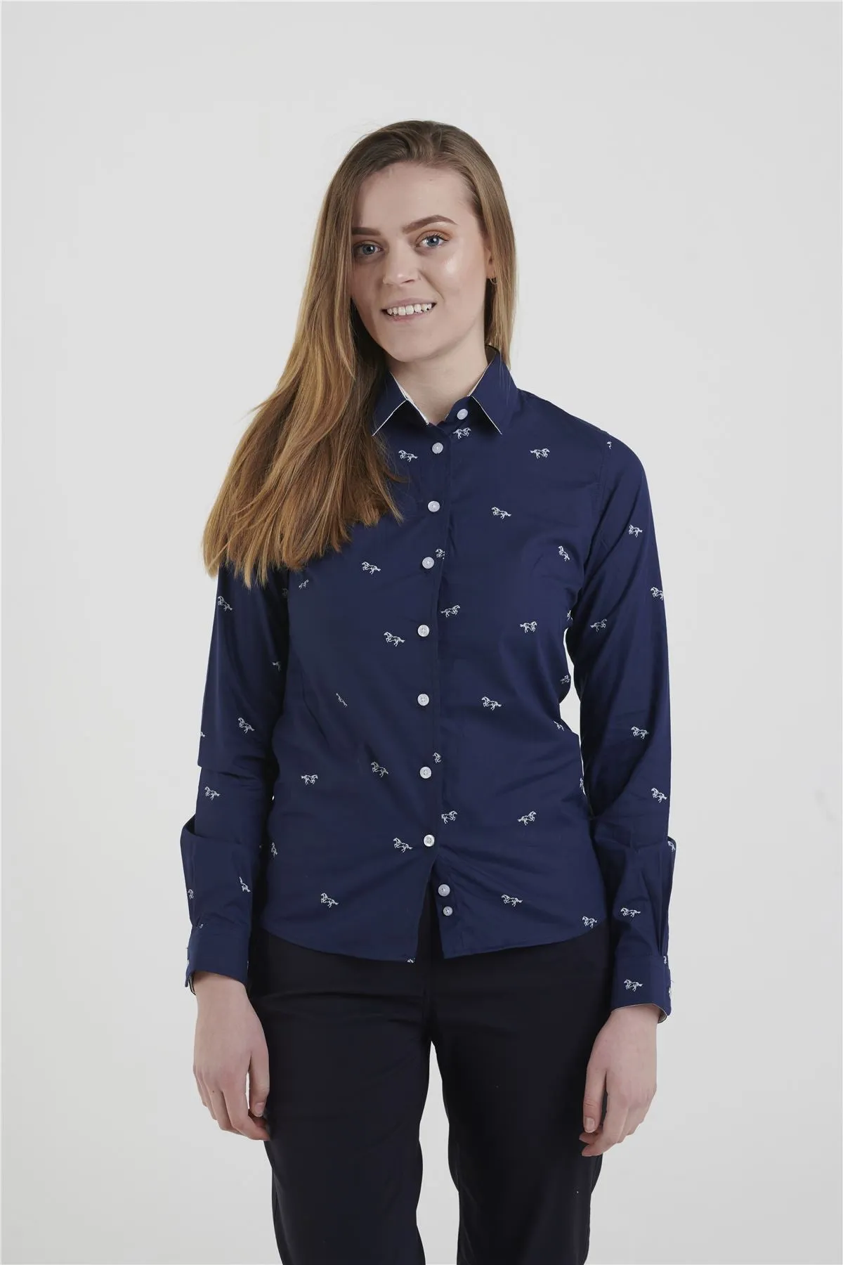 Hazy Blue Womens Ladies Long Sleeve Shirt - Vinita