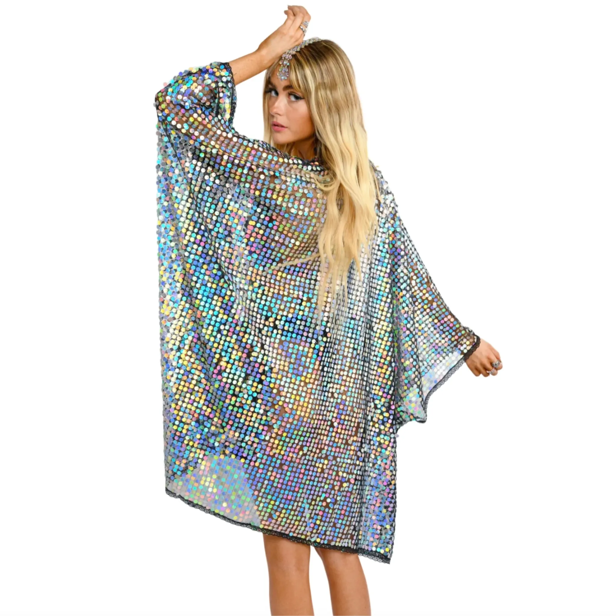 Holographic Sequin Kimono