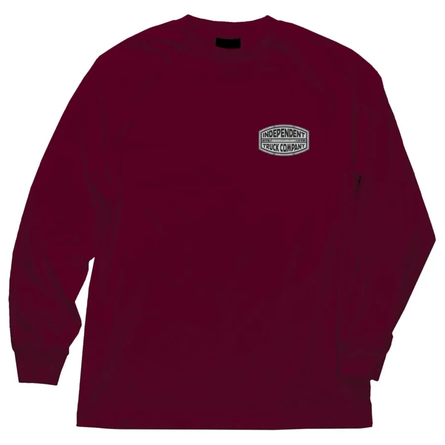 Independent ITC Curb Long Sleeve Mens T-Shirt - Burgundy