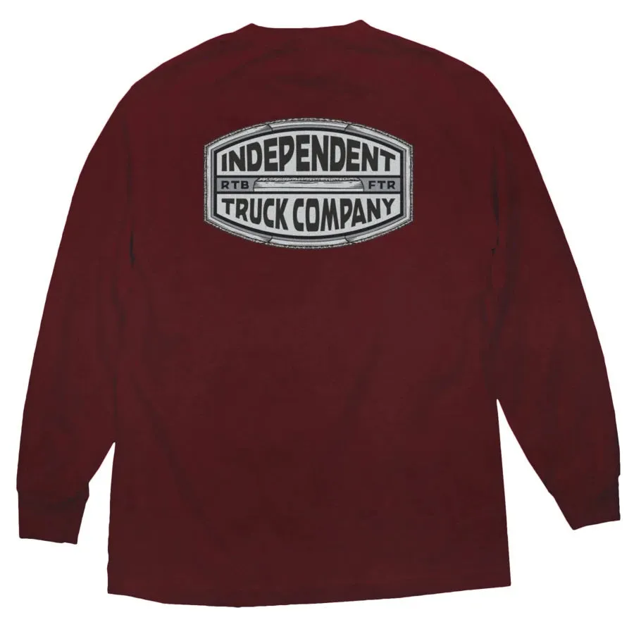 Independent ITC Curb Long Sleeve Mens T-Shirt - Burgundy