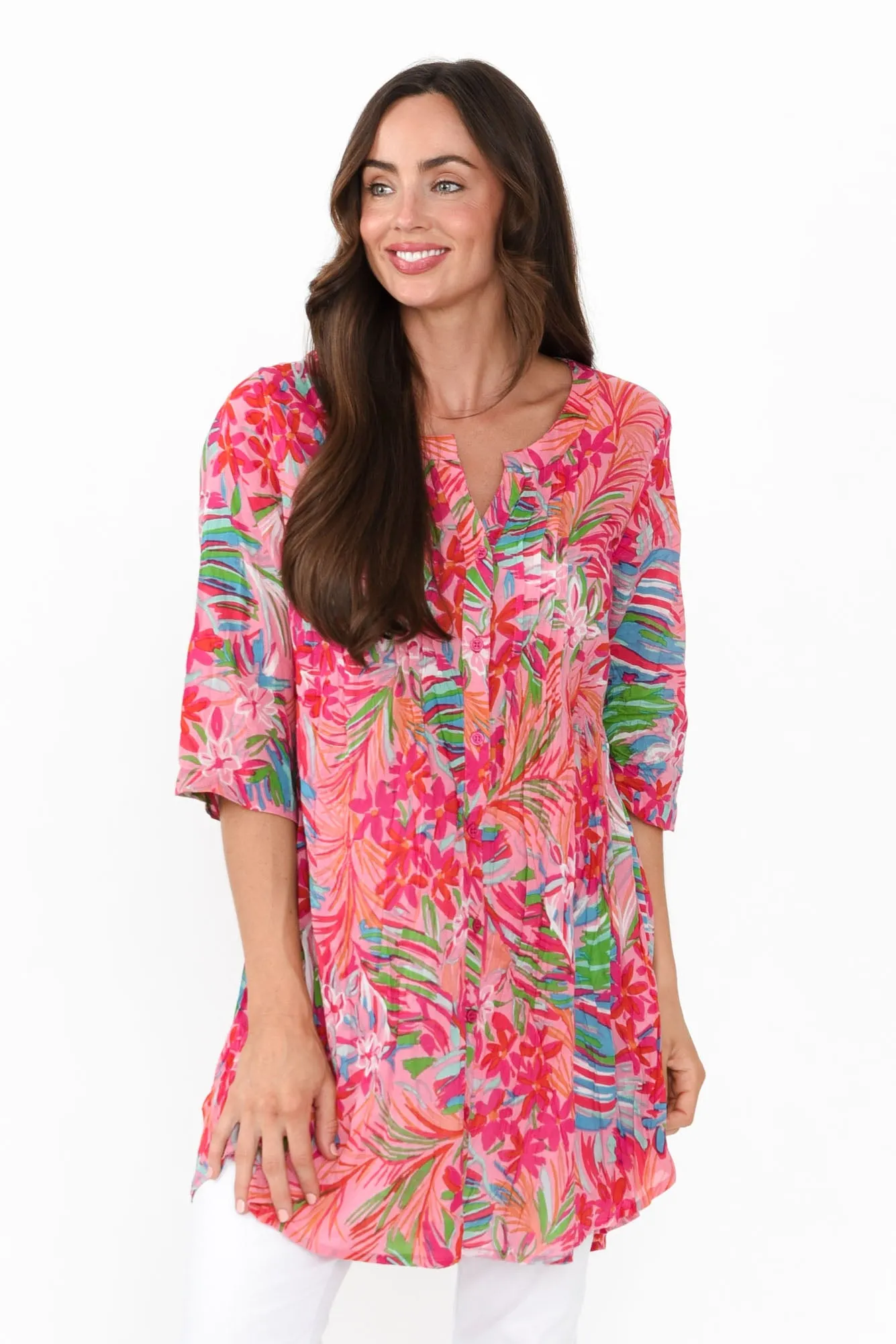 Indra Pink Petal Cotton Tunic Top