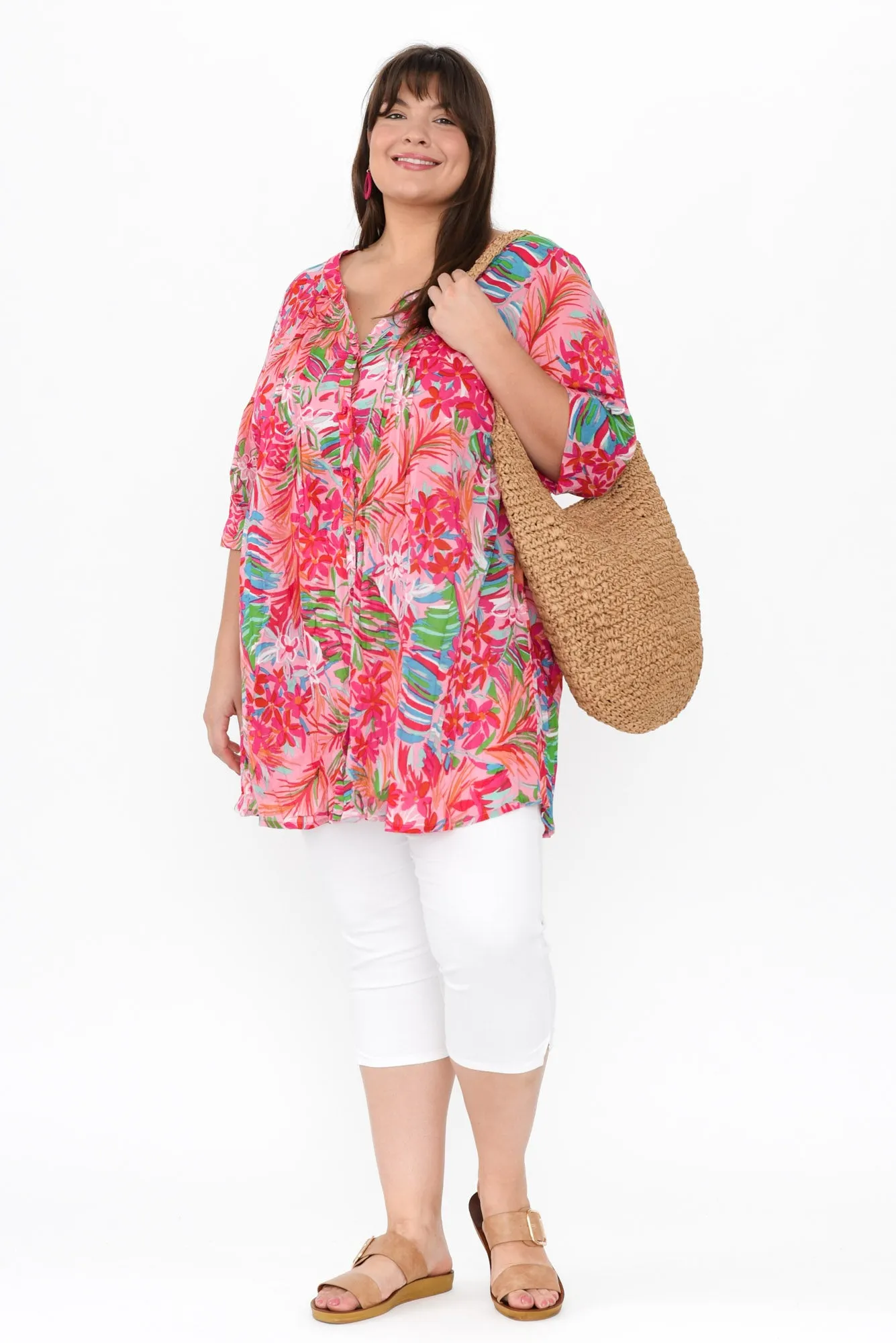 Indra Pink Petal Cotton Tunic Top