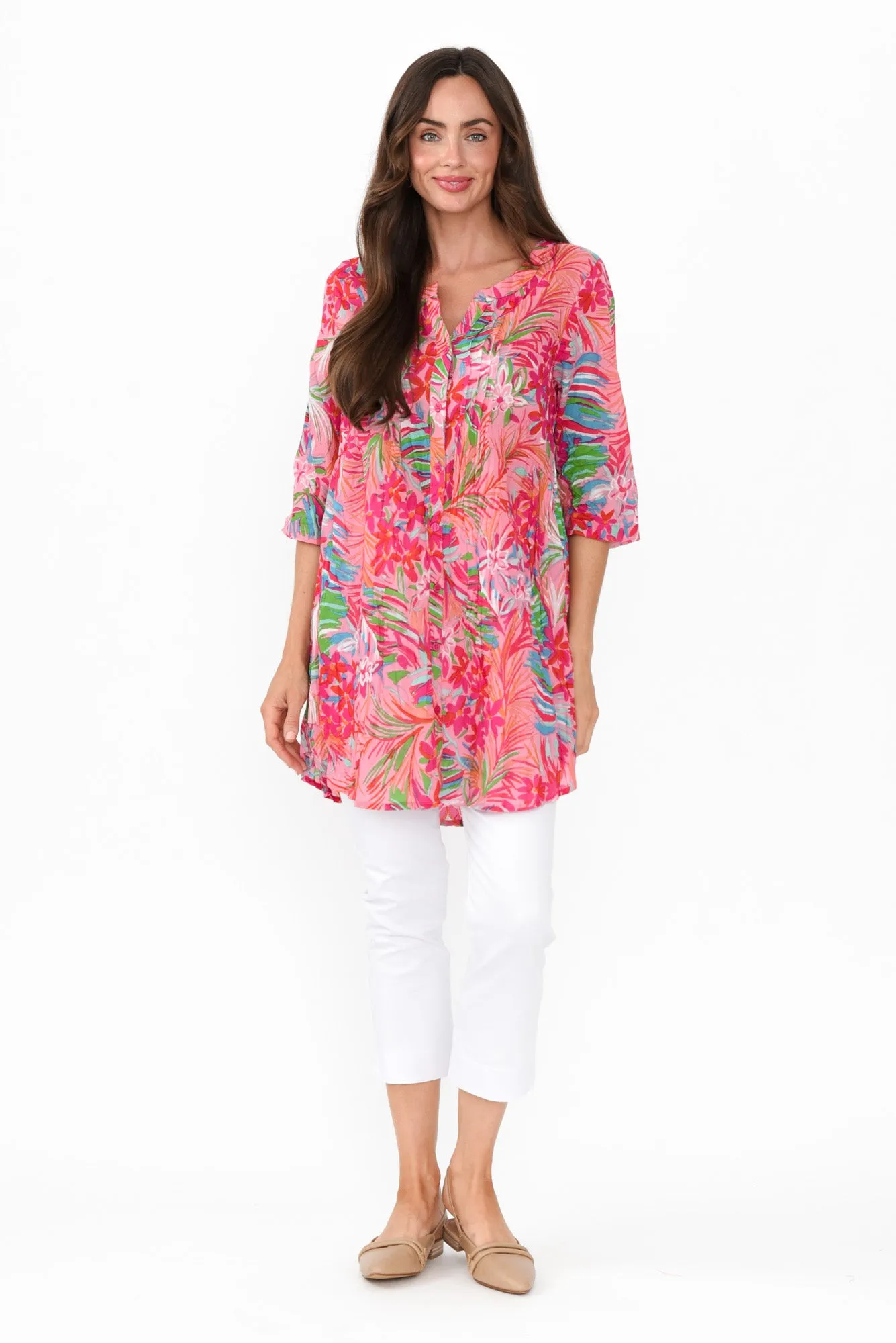 Indra Pink Petal Cotton Tunic Top