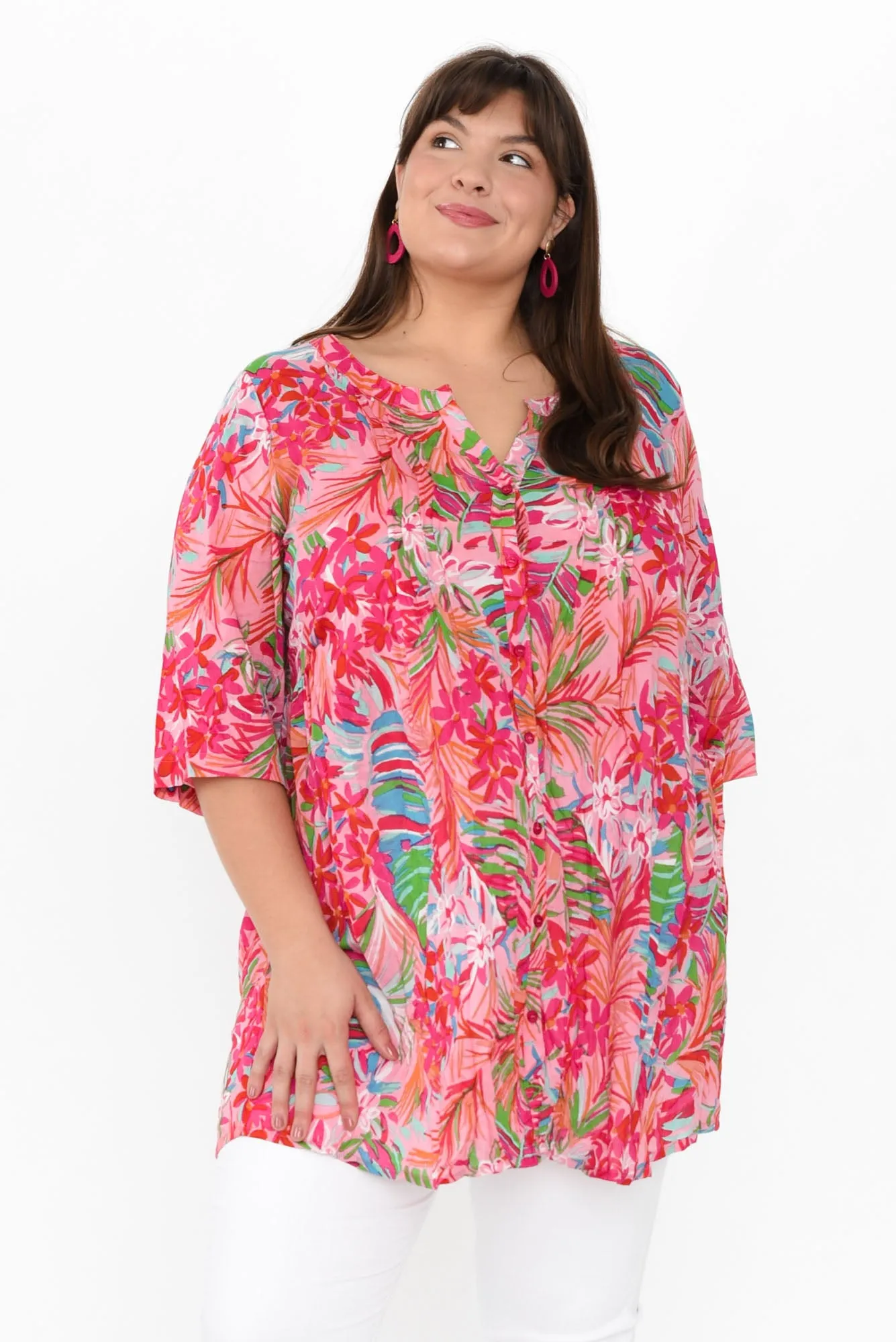 Indra Pink Petal Cotton Tunic Top