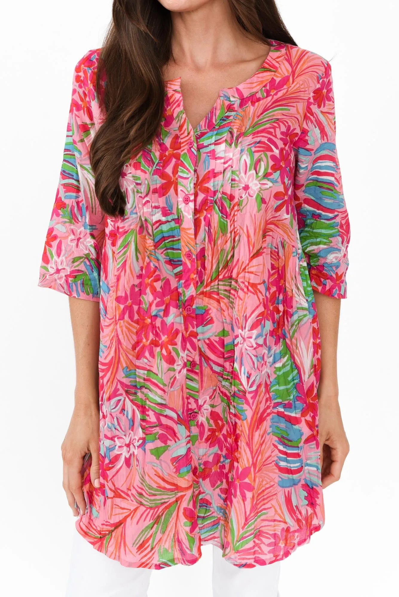 Indra Pink Petal Cotton Tunic Top