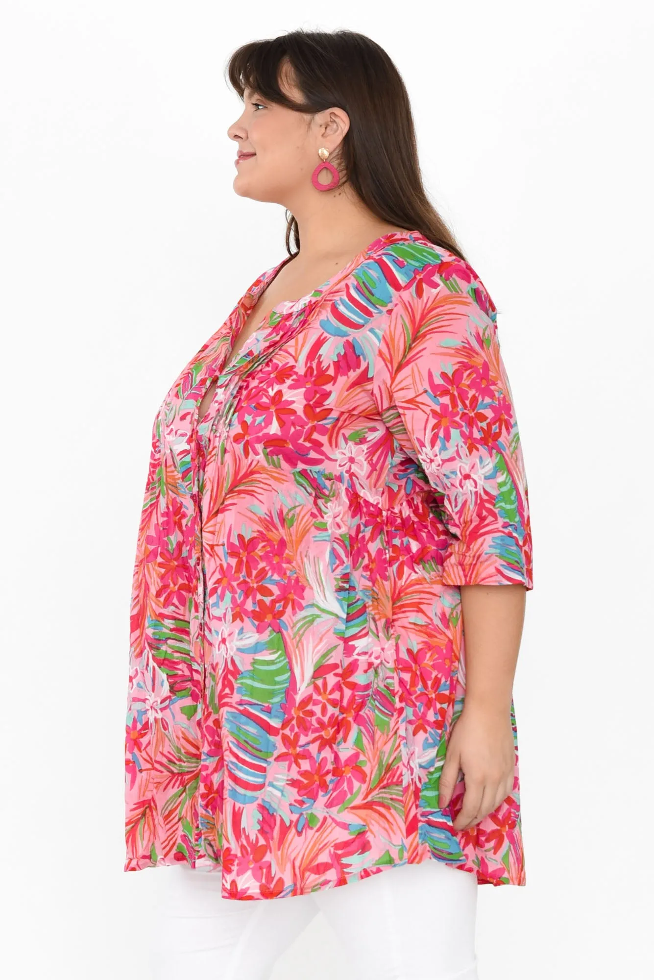 Indra Pink Petal Cotton Tunic Top