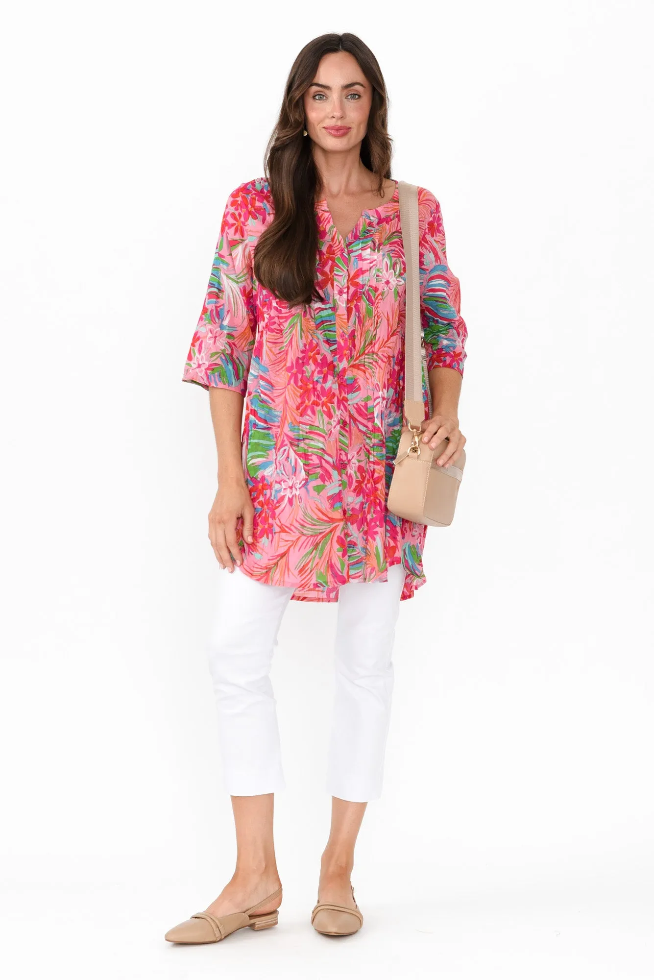 Indra Pink Petal Cotton Tunic Top