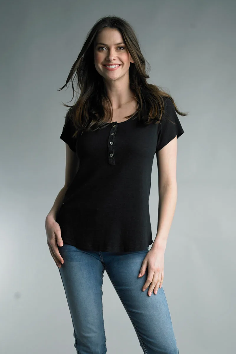 Italian Soft Knit Button Tee