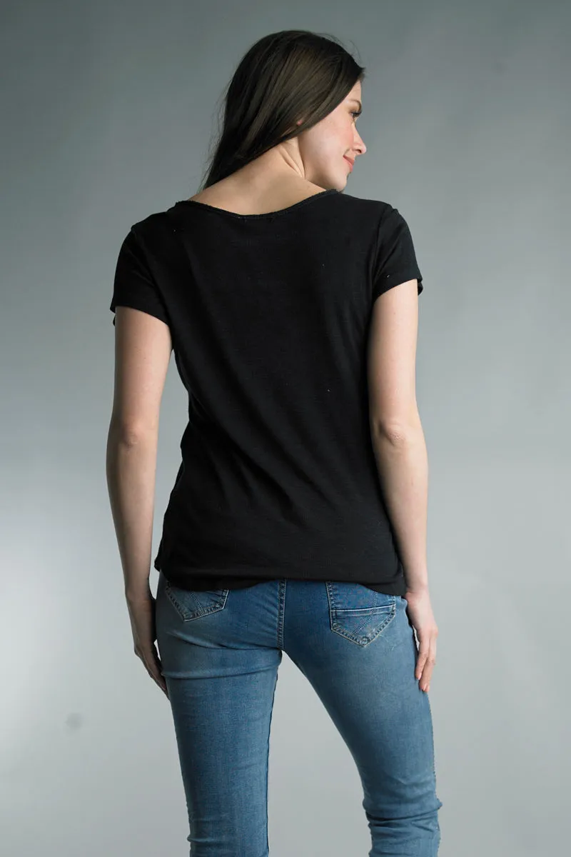 Italian Soft Knit Button Tee