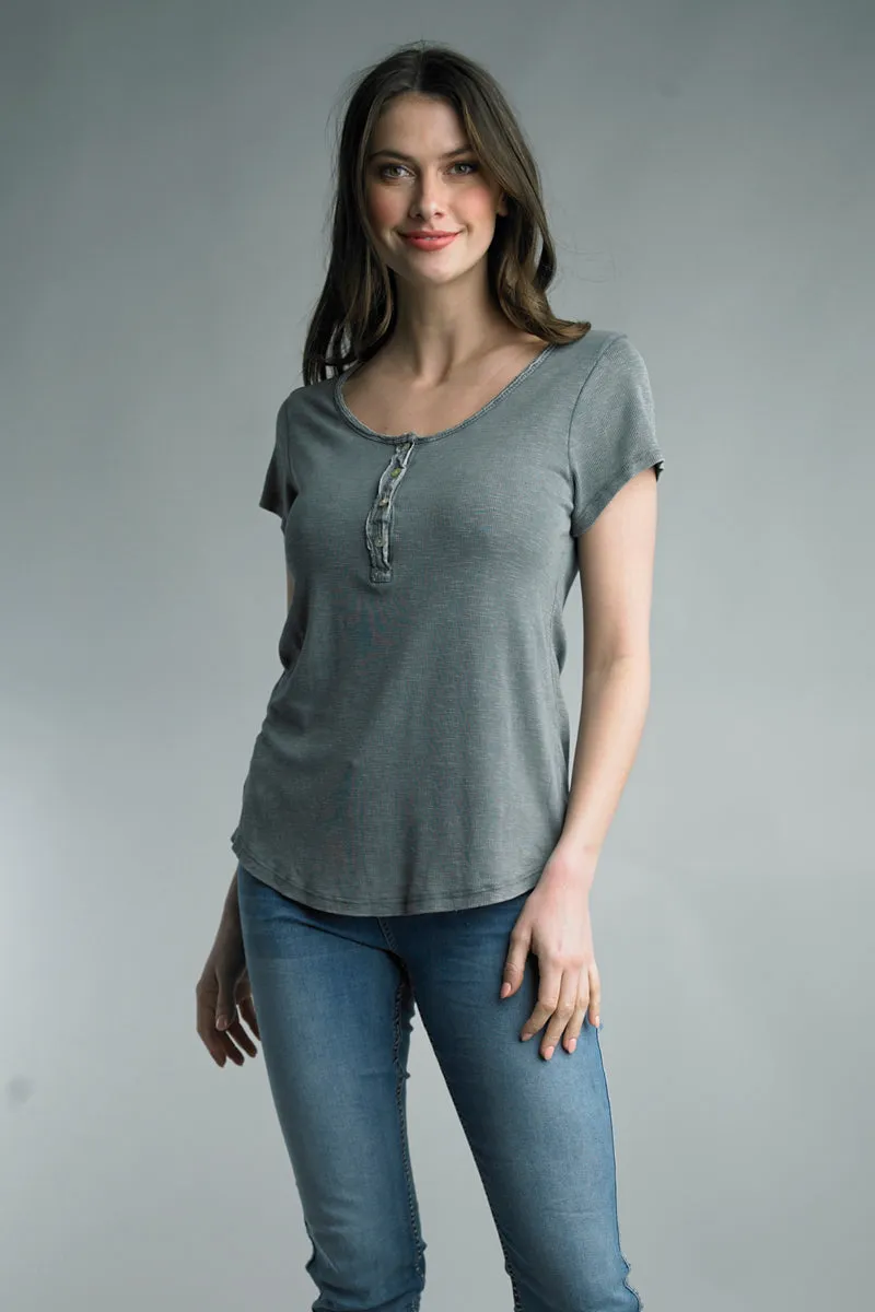 Italian Soft Knit Button Tee