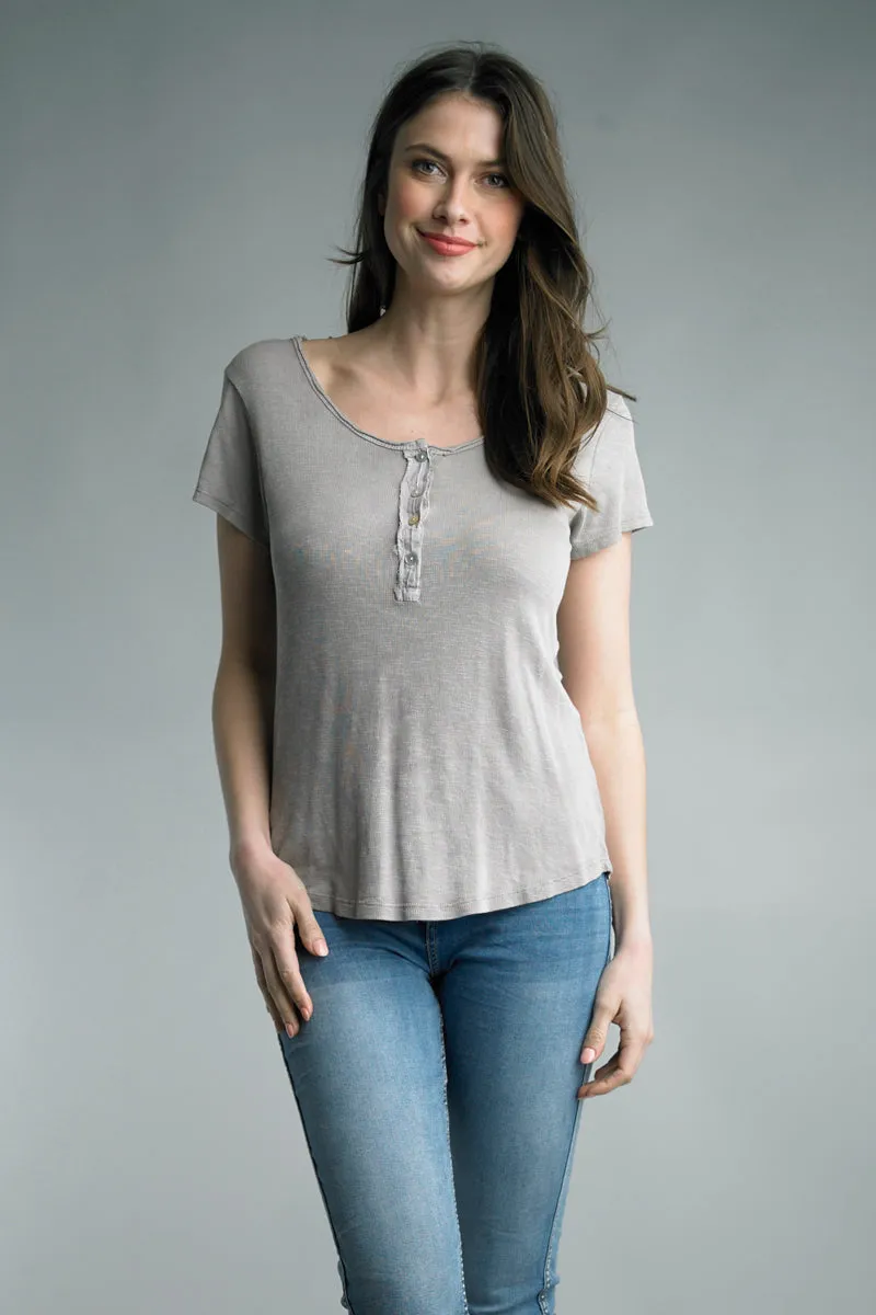 Italian Soft Knit Button Tee