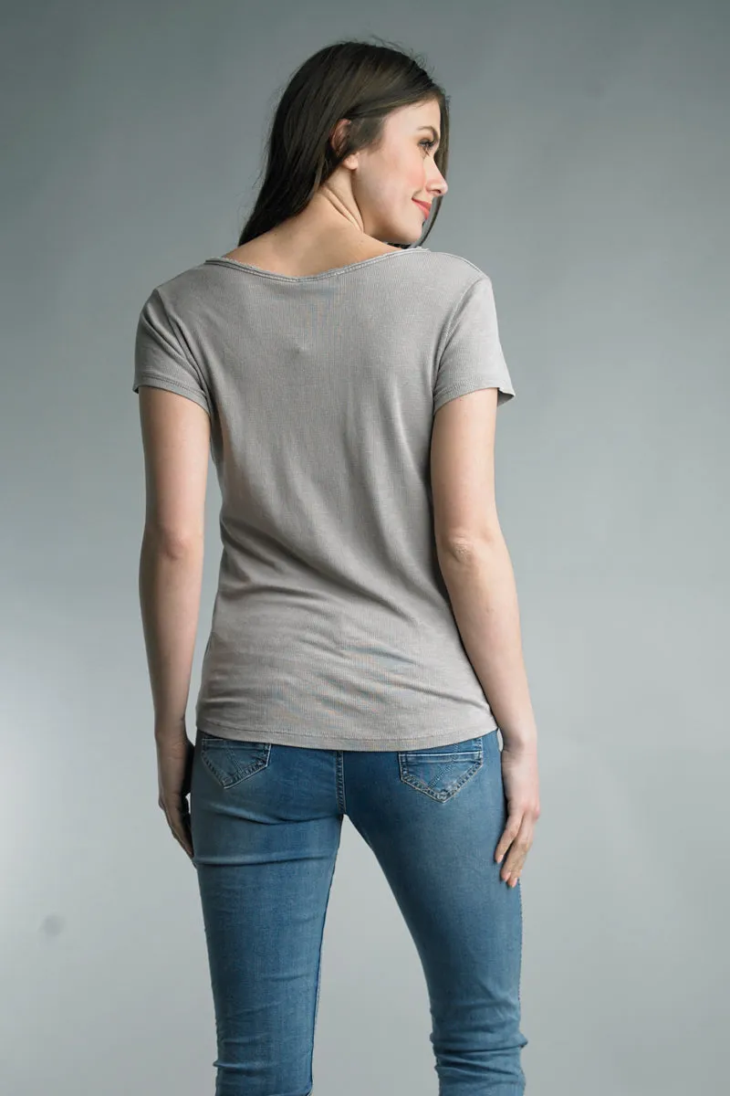 Italian Soft Knit Button Tee