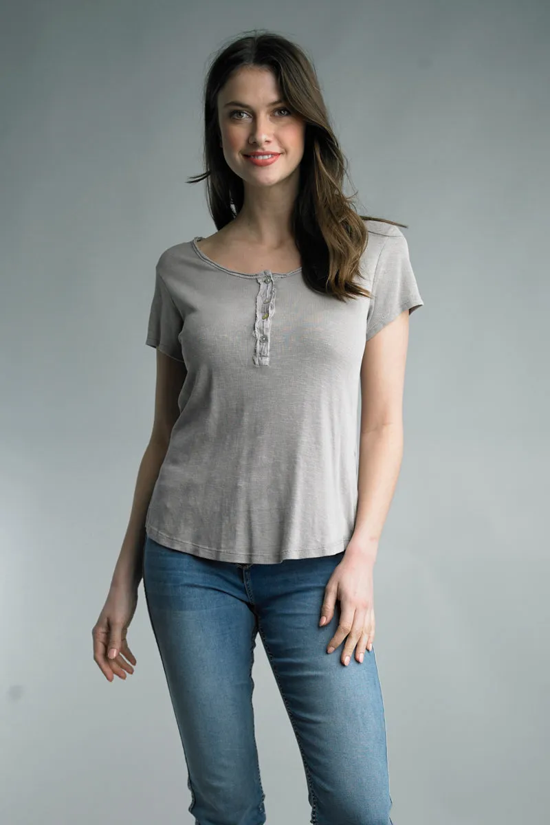 Italian Soft Knit Button Tee