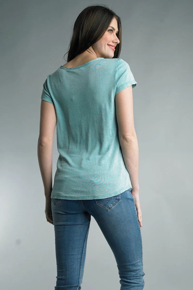 Italian Soft Knit Button Tee