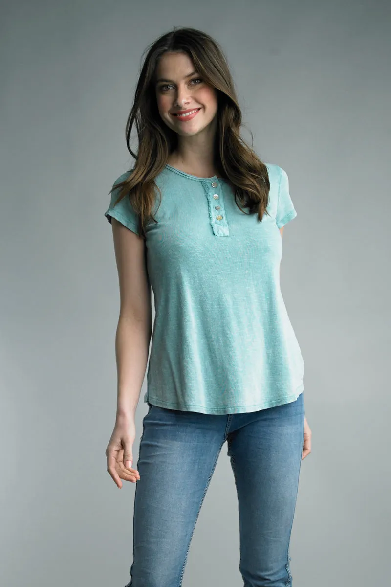 Italian Soft Knit Button Tee