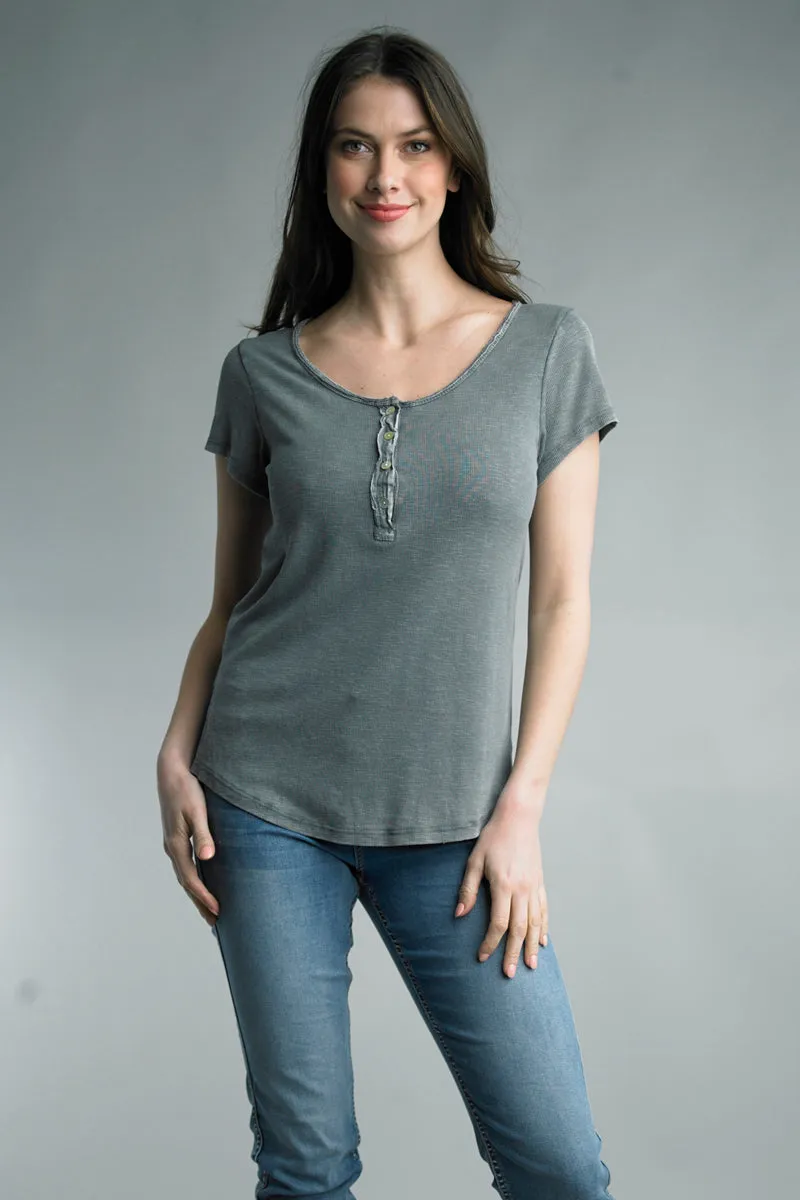 Italian Soft Knit Button Tee