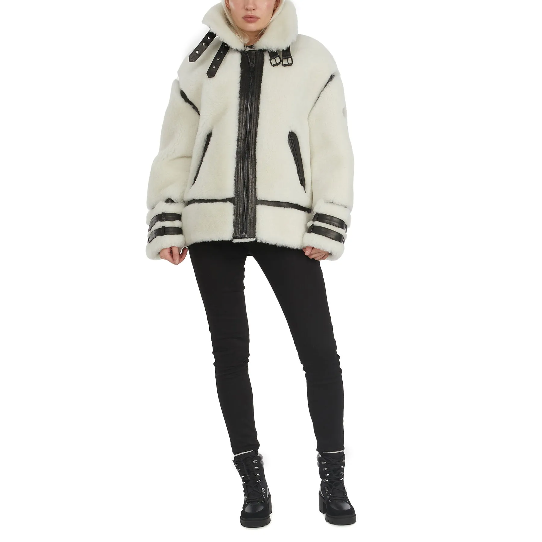 Jenny Women's Front Zip Shearling Jacket