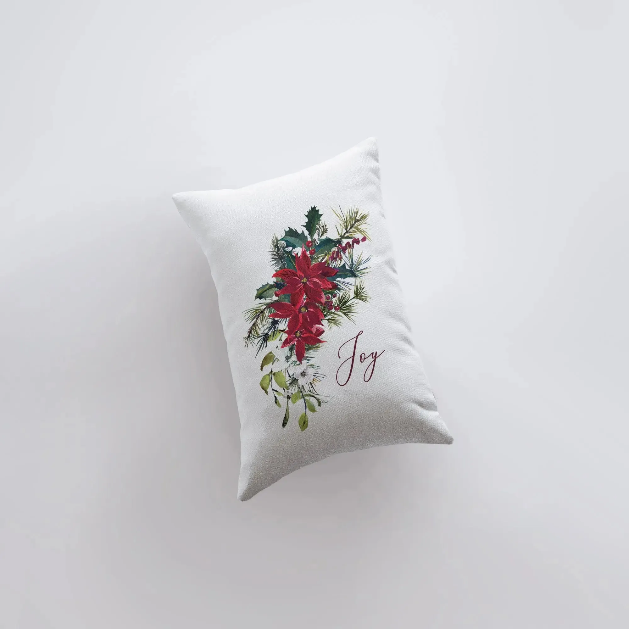 Joy Christmas Poinsettia Throw Pillow Cover | 18x12 | Joy Pillow | Home Decor | Christmas Pillowcases | Christmas tree | Christmas Gifts