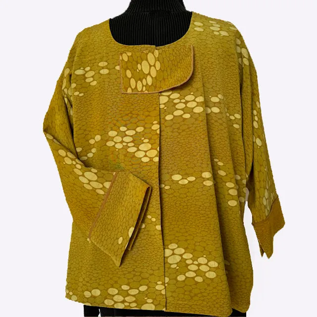 Judith Bird Jacket, Vintage Kimono, Pond Drops, Yellow/Green, M