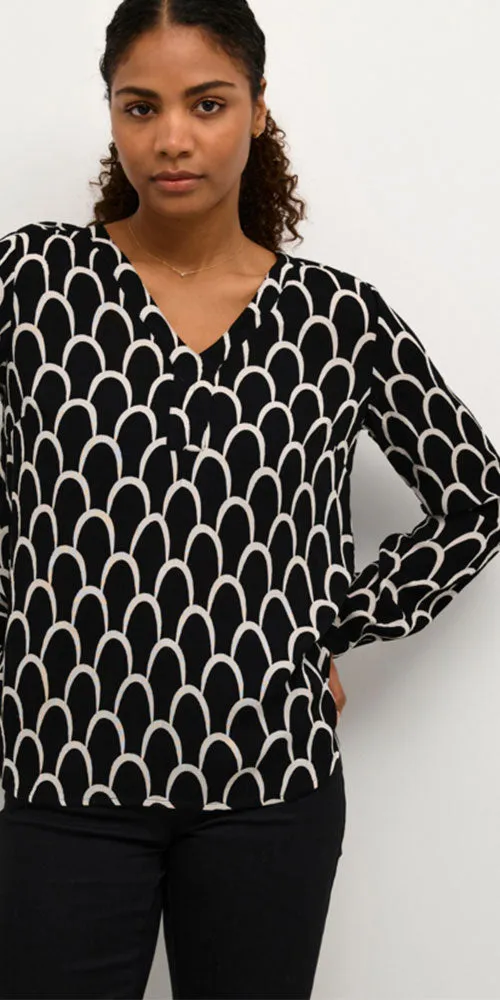 Kaffe Arch Tunic, black/white