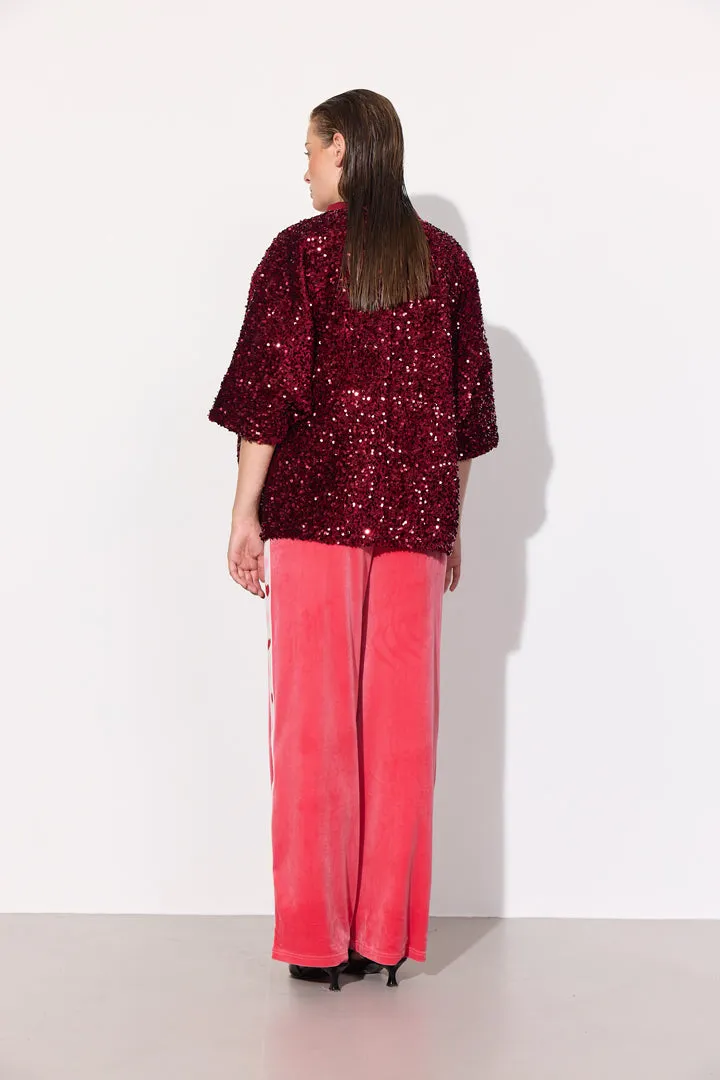 Kaia Sequin Jacket - Deep red