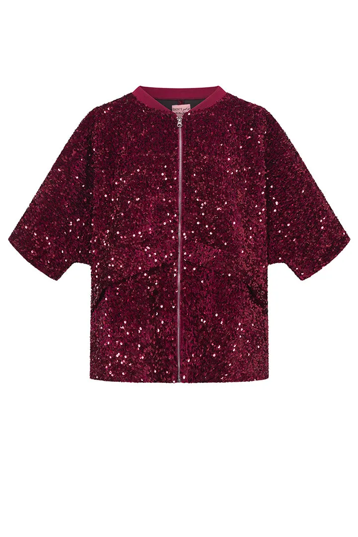 Kaia Sequin Jacket - Deep red