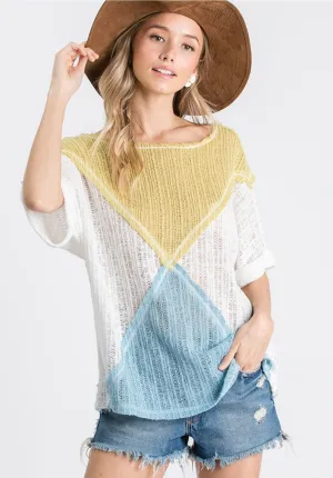 Knit color blocked top